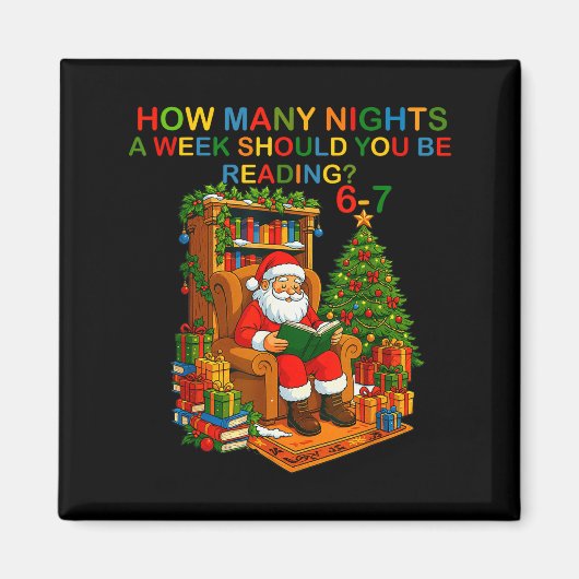 楽しいサンタが67を読む面白いTシャツ クリスマスの先生 マグネット (正面)