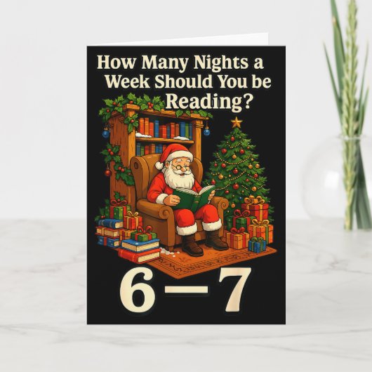 楽しいサンタが67を読む面白いTシャツ クリスマス先生ギフト カード (正面)