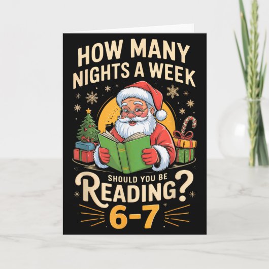 楽しいサンタが67を読む面白いTシャツ クリスマス先生ギフト カード (正面)