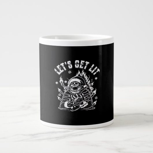 楽しいサンタがLet's Get Lit クラシック ジャンボコーヒーマグカップ (正面)