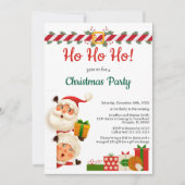 楽しいサンタとクラウス夫人Ho Ho Hoクリスマスパーティー 招待状 (正面)