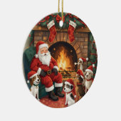 楽しいサンタとペットのクリスマス セラミックオーナメント (右)