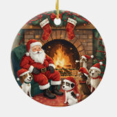 楽しいサンタとペットのクリスマス セラミックオーナメント (裏面)