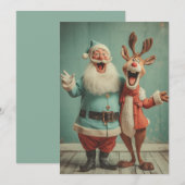 楽しいサンタとルドルフの喜び シーズンカード (正面/裏面)