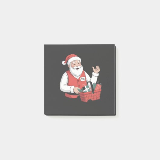 楽しいサンタのクリスマスストアのレジ係の仕事 ポストイット (正面)