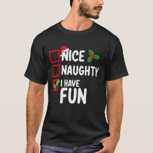 楽しいサンタのクリスマスリスト いい子も悪い子も Tシャツ