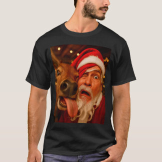 楽しいサンタのセルフィートナカメンズ・レディース・キッズ クリスマス Tシャツ
