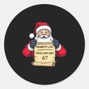 楽しいサンタのナウティリスト 67と言う子供たち クリスマス ラウンドシール