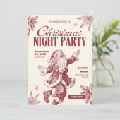 楽しいサンタのホリデー クリスマスパーティー招待カード 招待状 (スタンド正面)