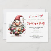 楽しいサンタの赤と緑のフェスティバルパーティー 招待状 (正面)