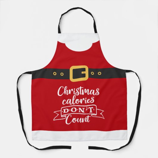 楽しいサンタクロースのフェスティブな赤いクリスマス カロリー エプロン (正面)