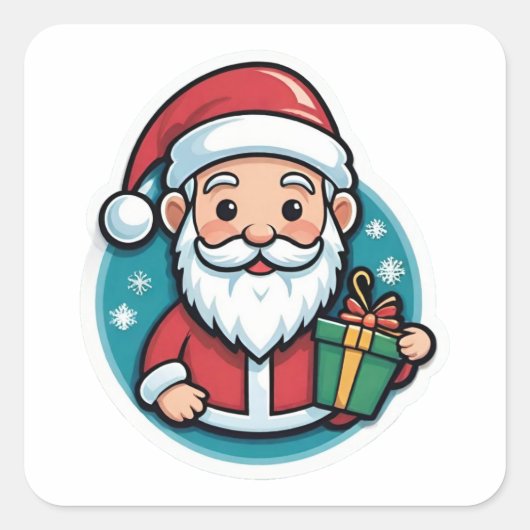 楽しいサンタクロース スクエアシール (正面)