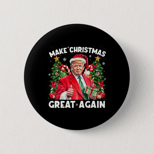楽しいサンタトランプ2025 クリスマスを再び偉大に 缶バッジ (正面)
