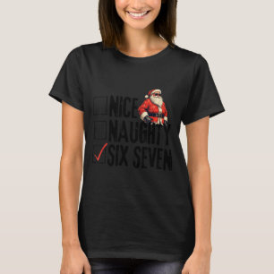 楽しいサンタ良い子悪い子シックスセブン ミーム 67 クリスマス Tシャツ