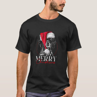 楽しいサンタ ジャーマンショートヘアードポインター メリークリスマス Tシャツ