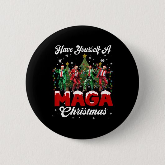 楽しいサンタ トランプ 楽しいM.a.g.a クリスマスを 缶バッジ (正面)