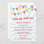 楽しいサーカスの誕生日パーティー 招待状 (正面/裏面)