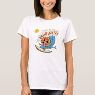 楽しいサーフィンをするスイカのTシャツ – 幸せな気分 Tシャツ
