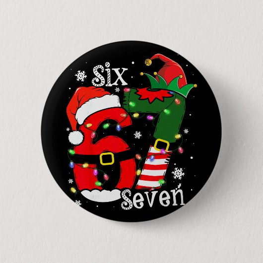 楽しいシックスセブン 67 ミーム 6 7 妖精 サンタ クリスマスパジャマ 缶バッジ (正面)