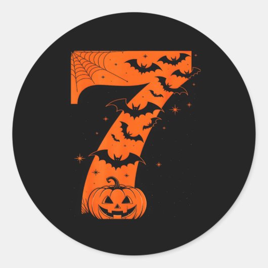 楽しいシックスセブン 6 7 ミームデザイン カップルハロウィン ラウンドシール (正面)