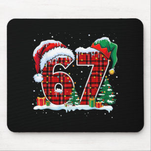 楽しいシックスセブン 6 7 ミーム 67 クリスマス レッドペイズリー Xmas マウスパッド