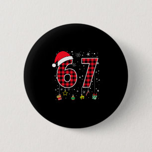 楽しいシックスセブン 6 7 メーム 67 クリスマス レッド プリント Xmas 缶バッジ
