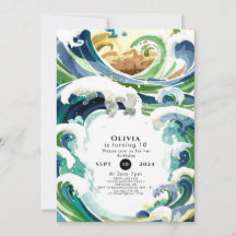 楽しいシンプルな青い海の波の誕生日