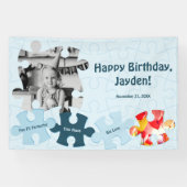 楽しいジグソーパズルのテーマ画像テキスト お誕生日おめでとう 横断幕 (横)