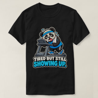 楽しいジムTシャツ、トレッドミルで疲れたパンダ、疲れた Tシャツ