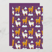 楽しいジョイマウンテン冬の休暇アルパカ ラマ シーズンカード (正面/裏面)