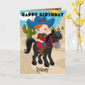 楽しいジンジャーボーイズの迷路のコウボーイ誕生日 カード (黄色い花)