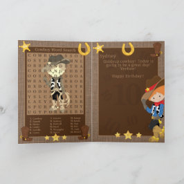 楽しいジンジャーボーイズカウボーイ ワードサーチ ハッピーバースデー カード