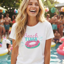楽しいスイカのドーナツフロート「ビーチタイム」 Tシャツ