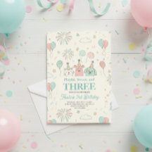 楽しいスイート＆スリーキッズの誕生日招待状