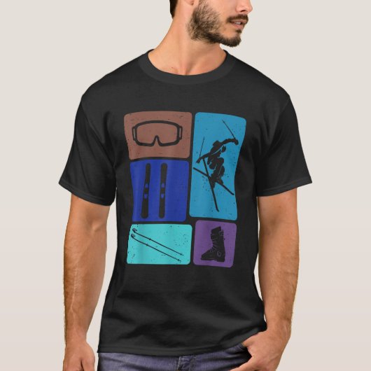 楽しいスキー雪山アドベンチャー冬のスポーツ愛 Tシャツ (正面)