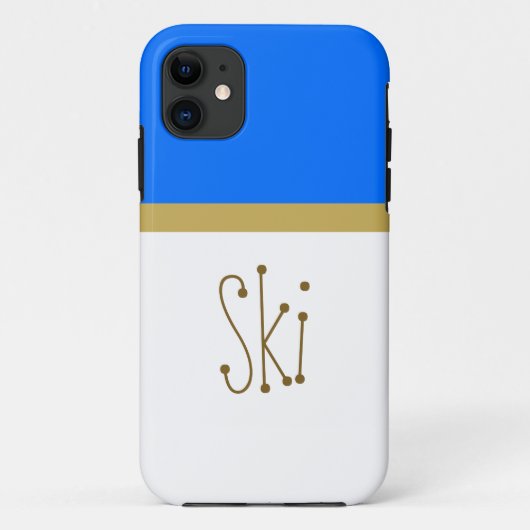 楽しいスキー テキスト 明るい青い 雪のような白い カラー ブロック Case-Mate iPhoneケース (裏面)