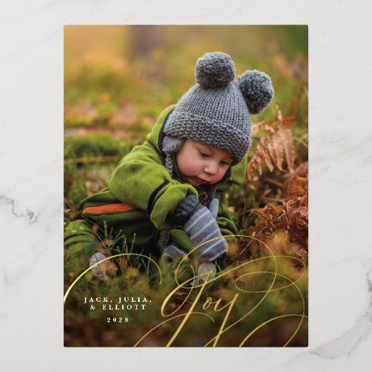 楽しいスクリプト ハッピーフォト ホイル ホリデー ポストカード (正面)