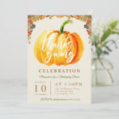 楽しいスクリプト 水彩のカボチャ 感謝祭の食事 招待状 (スタンド正面)