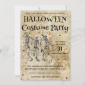 楽しいスケルトンのハロウィンコスチュームパーティー 招待状 (正面)