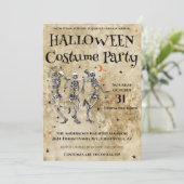 楽しいスケルトンのハロウィンコスチュームパーティー 招待状 (スタンド正面)