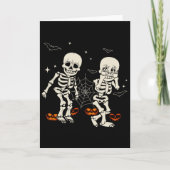 楽しいスケルトンの子供たちのGriddyダンスのハロウィントリックO カード (正面)