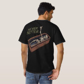楽しいスケルトンの棺桶Tシャツ – 死んでなお元気 Tシャツ (裏面フル)