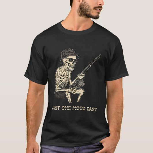 楽しいスケルトンの釣り もう一投げ Tシャツ (正面)