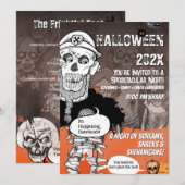 楽しいスケルトンマイクのハロウィンパーティー 招待状 (正面/裏面)