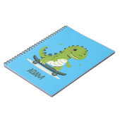 楽しいスケートボードの恐竜 - 子供の名前 ノートブック (左側)