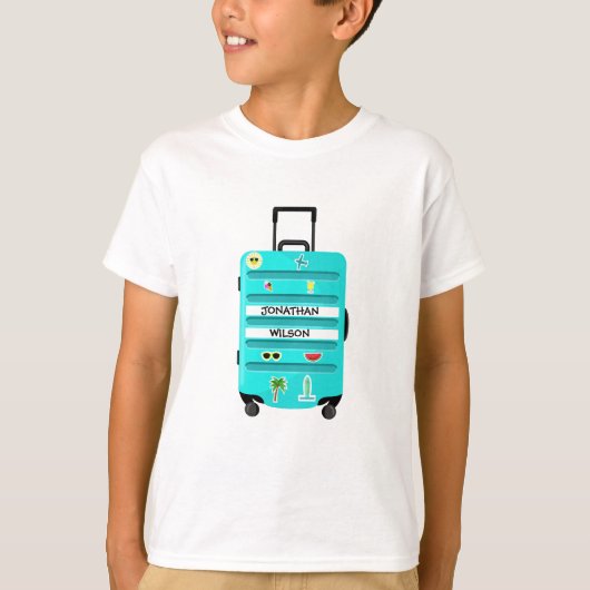 楽しいステッカー 旅行 子供用荷物 Tシャツ (正面)