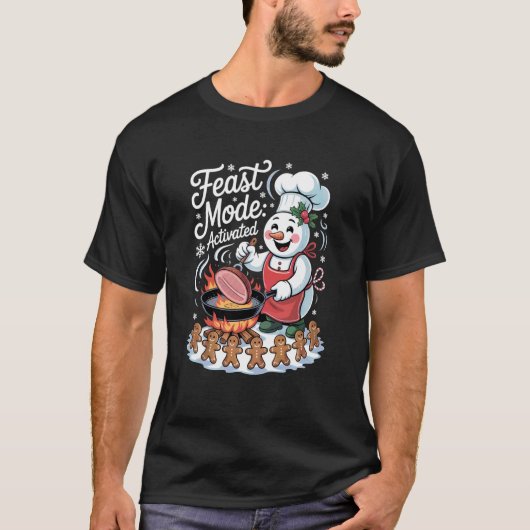 楽しいスノーマンクリスマスの宴モード起動 Tシャツ (正面)