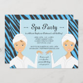 楽しいスパガール誕生日スパパーティー招待状 | ゼブラ 招待状 (正面/裏面)