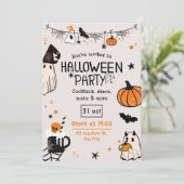 楽しいスプーキーオレンジとブラックのハロウィンパーティー 招待状 (スタンド正面)