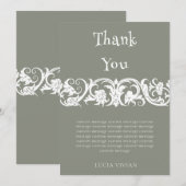 楽しいセージグリーンのミニマルなブライダルシャワー サンキューカード (正面/裏面)